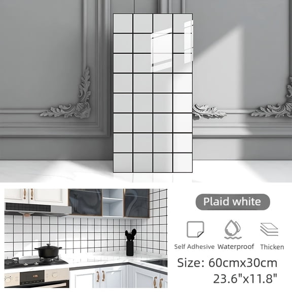 20/40pcs Large Self-Adhesive Marble Wallpaper Decals-White Removable Vinyl Film Suitable for Walls, Floors, Ceilings - Contemporary Glossy Finish Easy Peel&Stick Installation,Multi-Surface Paintable