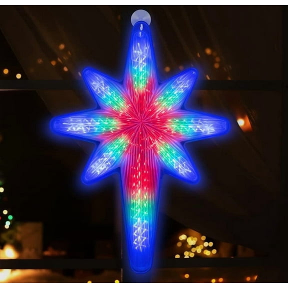 20" 44 LED Bethlehem Star With Movement,3D Bethlehem Star digital flash-Shooting Star - Hanging Outdoor Christmas,Use for Holiday Decoration, Porch Light, 3D Fixture, Advent Star (Multicolor)