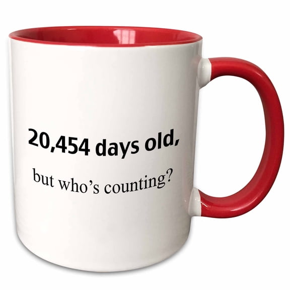 3drose, 20,454 Days Old but Whos Counting, 11oz Two-tone Red Mug