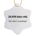 thumbnail image 1 of 3drose, 20,454 Days Old but Whos Counting, 3 inch Snowflake Porcelain Ornament, 1 of 7