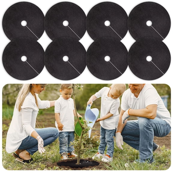 20.47 Inch Non-Woven Tree Mulch Ring 8 Pack, Weed Barrier Mat,Degradable Tree Mulch Used to inhibit Weed Growth and Landscape Weed Control Plant Root Protection