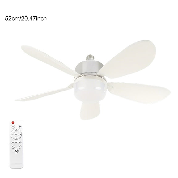 20.47Inch Socket Fan Light with Remote, 3 Color & 3 Speed Ceiling Fan Light with Timer for Home, Kitchen, Living Room, Bedroom