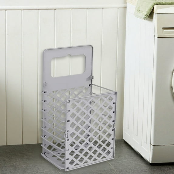 20.47x11.81x8.27 Inch Foldable Laundry Basket with Handles White Beige Gray Plastic Dirty Clothes Hamper for Home Bathroom
