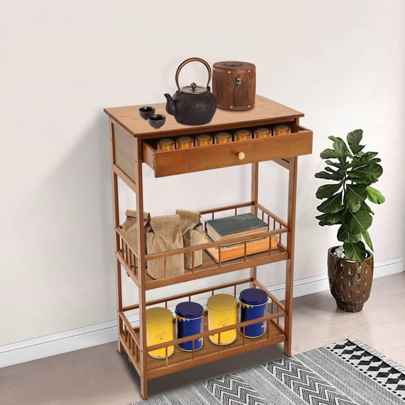 20.5*11.8*30.7in Rustic and Elegant Floor Standing Rectangular Tea Color Sofa Side Table for Living Rooms