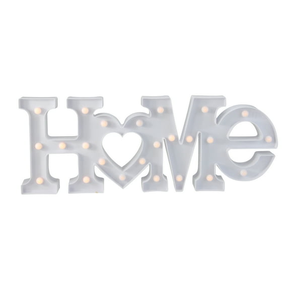 20.5" Battery Operated LED Lighted White "HOME" Marquee Sign