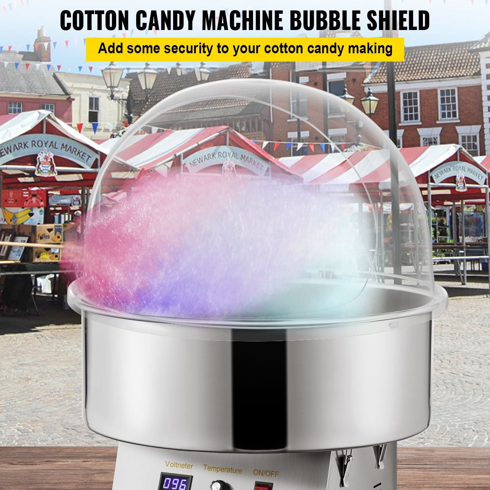 20.5" Clear Plastic Bubble Shield Cover for Commercial Cotton Candy Machine – Universal Fit