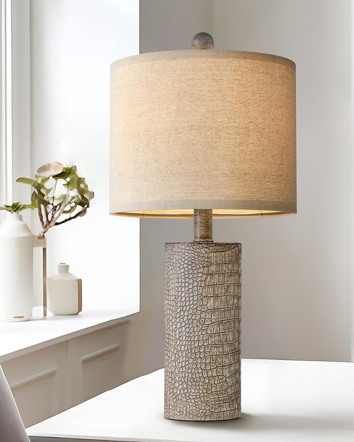 20.5" Farmhouse Lamp Single Resin Table Lamps for Living Room Bedroom ...