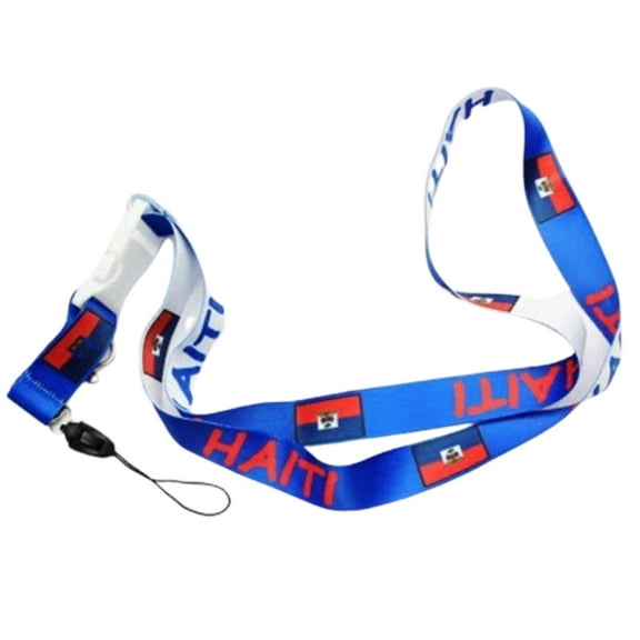 20.5" Haiti Lanyard Neck Keychain Flag-Inspired Strap for Keys, 1CT