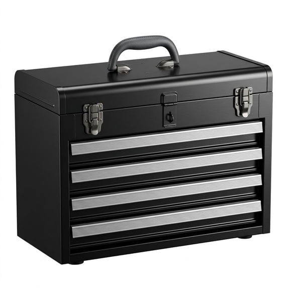 20.5-Inch Portable Metal Tool Box, 4-Drawer Tool Chest with Ball Bearing Slides & Lock, Powder Coated Storage Organizer with EVA Liners