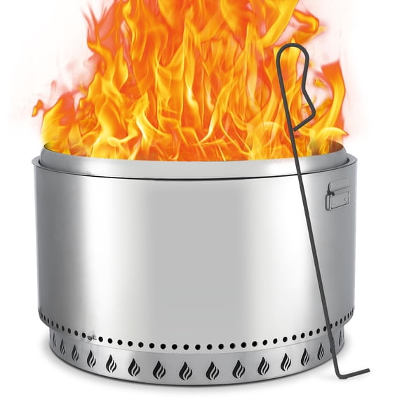 20.5 Inch SmokelessPit forWood Burning, Portable Stainless Steel Camping Stove withand Unique RemovablePan Design, H: 11.5 in, 18.7 lbs - Ideal for Camping
