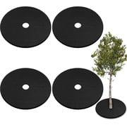 20.5 Inch Tree Protection Barrier Mat,Bexikou 4 Pcs Non-Woven Tree Mulch Ring,Reusable Tree Weed Barrier Mat for Weed Control Root Protection