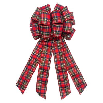 20.5" Red Tartan Plaid Tree Bow by Celebrate It - Holiday and Christmas Ribbon for Craft - Dcor - and Tree Trimming