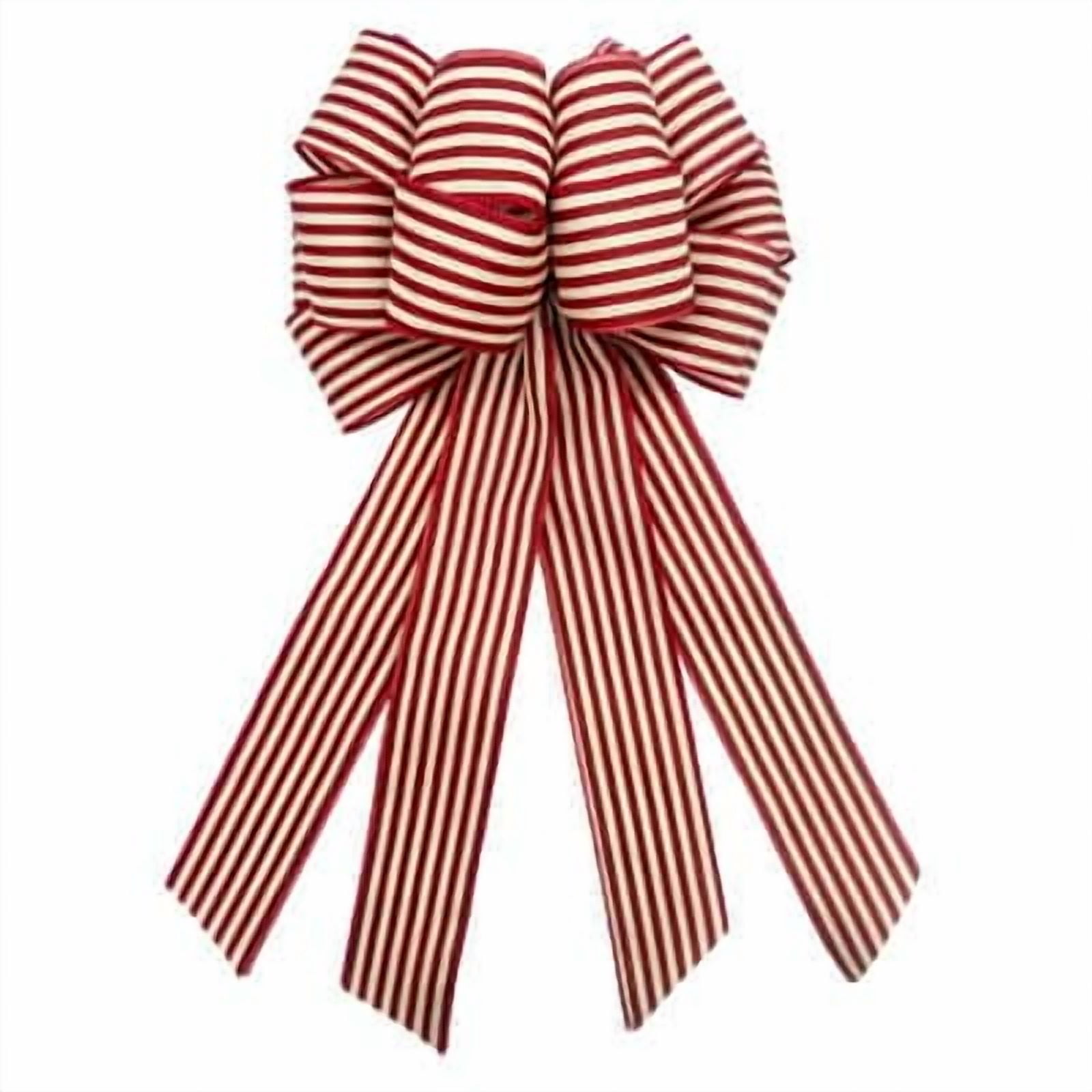 20.5" Red Ticking Stripes Tree Bow by Celebrate It - Holiday and Christmas Ribbon for Craft - Dcor - and Tree Trimming