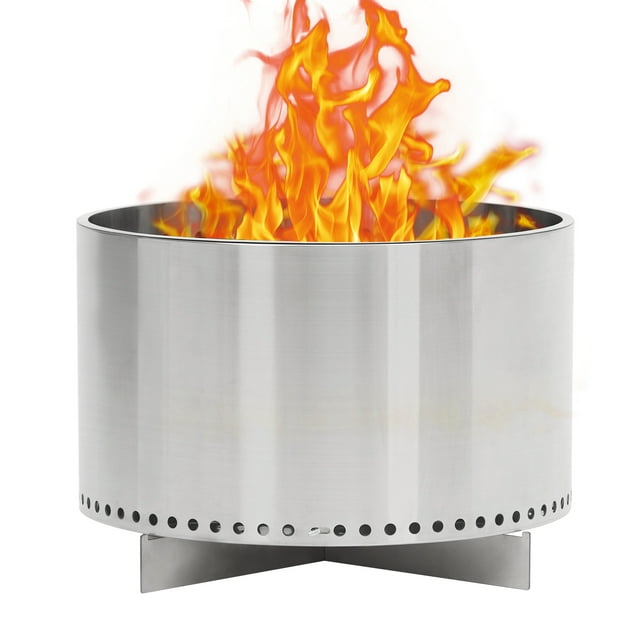 20.5" Smokeless Fire Pit, Portable Stainless Steel Wood Burner with Air Switch & Ash Pan, 80% Less Smoke, Even Heat for Camping/Backyard