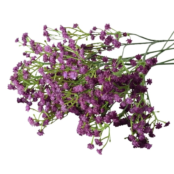 20.5" Wedding Decoration Hand-Held Bouquet, Blue Soft Rubber Three-Branch 's Breath, Realistic Plastic Simulation Flower for Bridal Shower Centerpieces, Valentines Day Decorations, 1Pcs Dark Purple