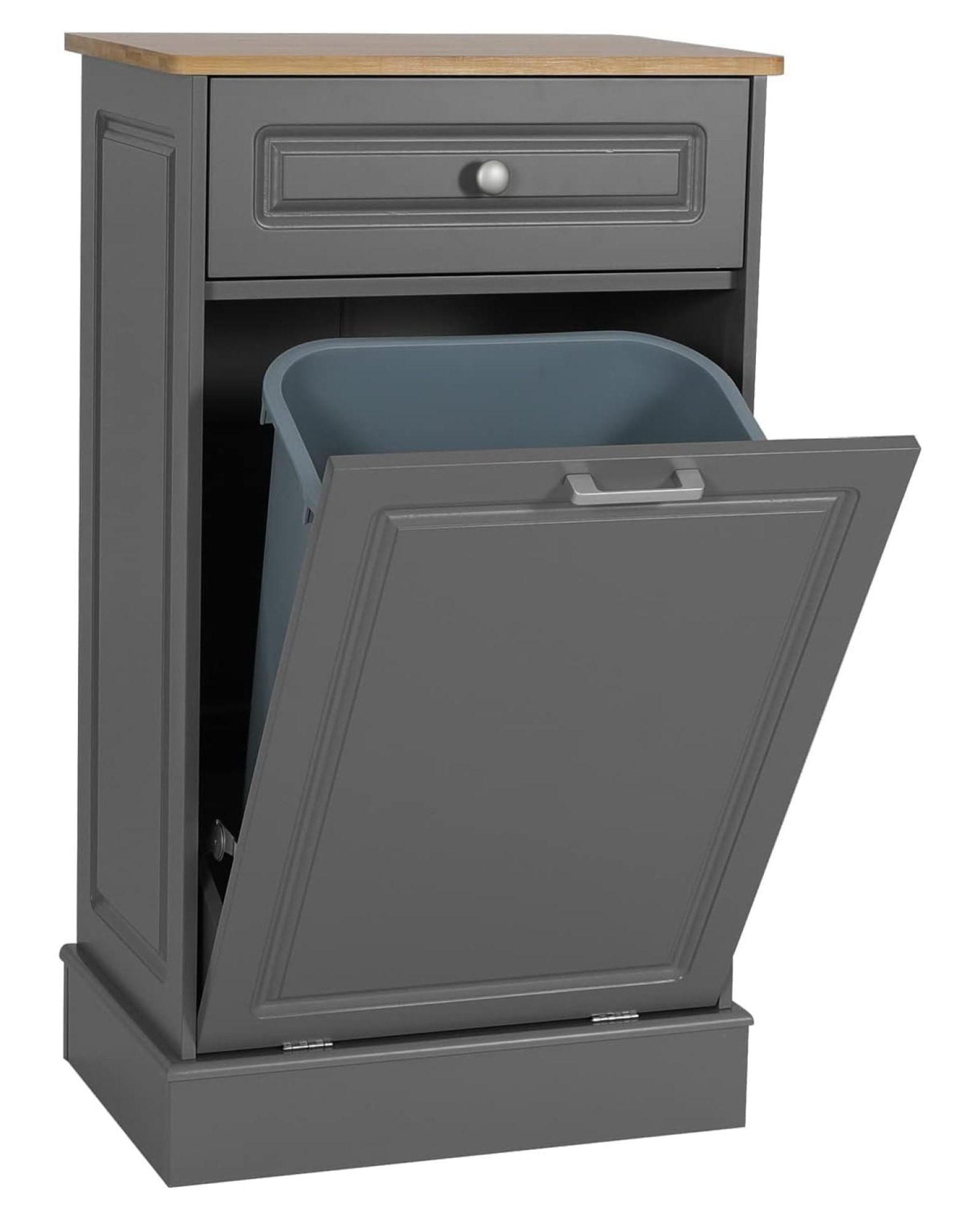 20.5'' Wooden Pull Out Trash Can for Kitchen Island,Tilt Out