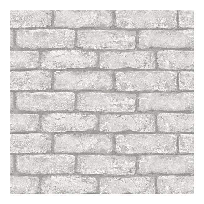 Cambridge 20.5" x 16.5' Grey Brick Peel & Stick Wallpaper