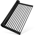 thumbnail image 1 of 20.5" x 13" Roll Up Dish Drying Rack Silicone Wrapped Over The Sink Dish Drying Rack Multipurpose Foldable Sink Drying Mat, Heat-Resistant & Anti-Rust Dish Rack for Kitchen Sink, Large, Black, 1 of 10