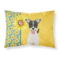 thumbnail image 1 of 20.5 x 30 in. Summer Sunflowers Black White Smooth Jack Russell Terrier Fabric Standard Pillowcase, 1 of 1