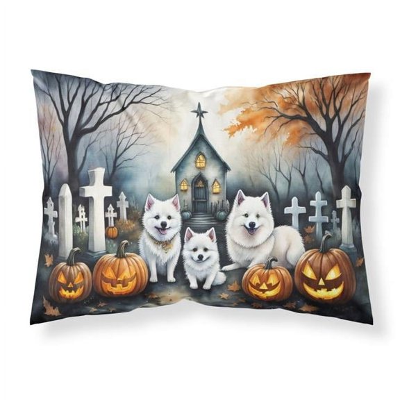20.5 x 30 in. Unisex American Eskimo Spooky Halloween Fabric Standard Pillowcase