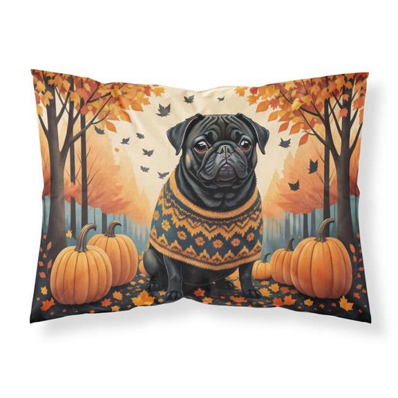 20.5 x 30 in. Unisex Black Pug Fall Fabric Standard Pillowcase