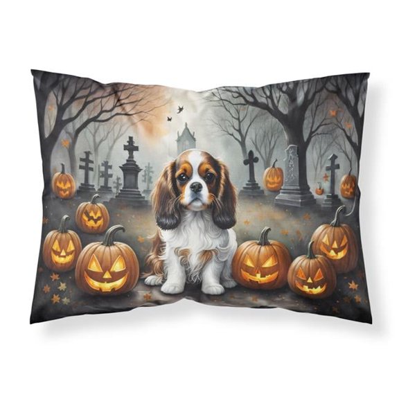 20.5 x 30 in. Unisex Cavalier Spaniel Spooky Halloween Fabric Standard Pillowcase