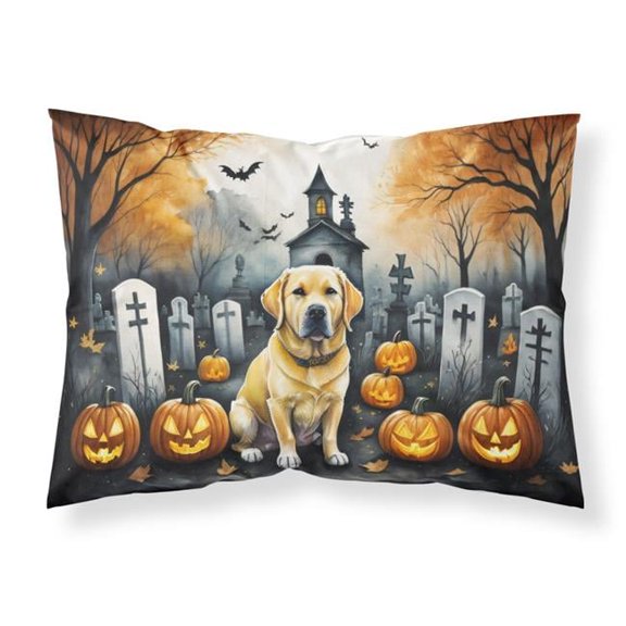 20.5 x 30 in. Unisex Yellow Labrador Retriever Spooky Halloween Fabric Standard Pillowcase