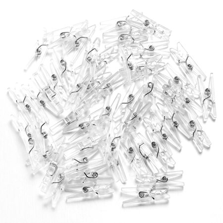 20/50/100pcs Transparent Clips Clamps Clips Clothes Spring Hanging Plastic Clamp Line Clips Clothespins for Photos Cloth Paper 3.4CM 100PCS
