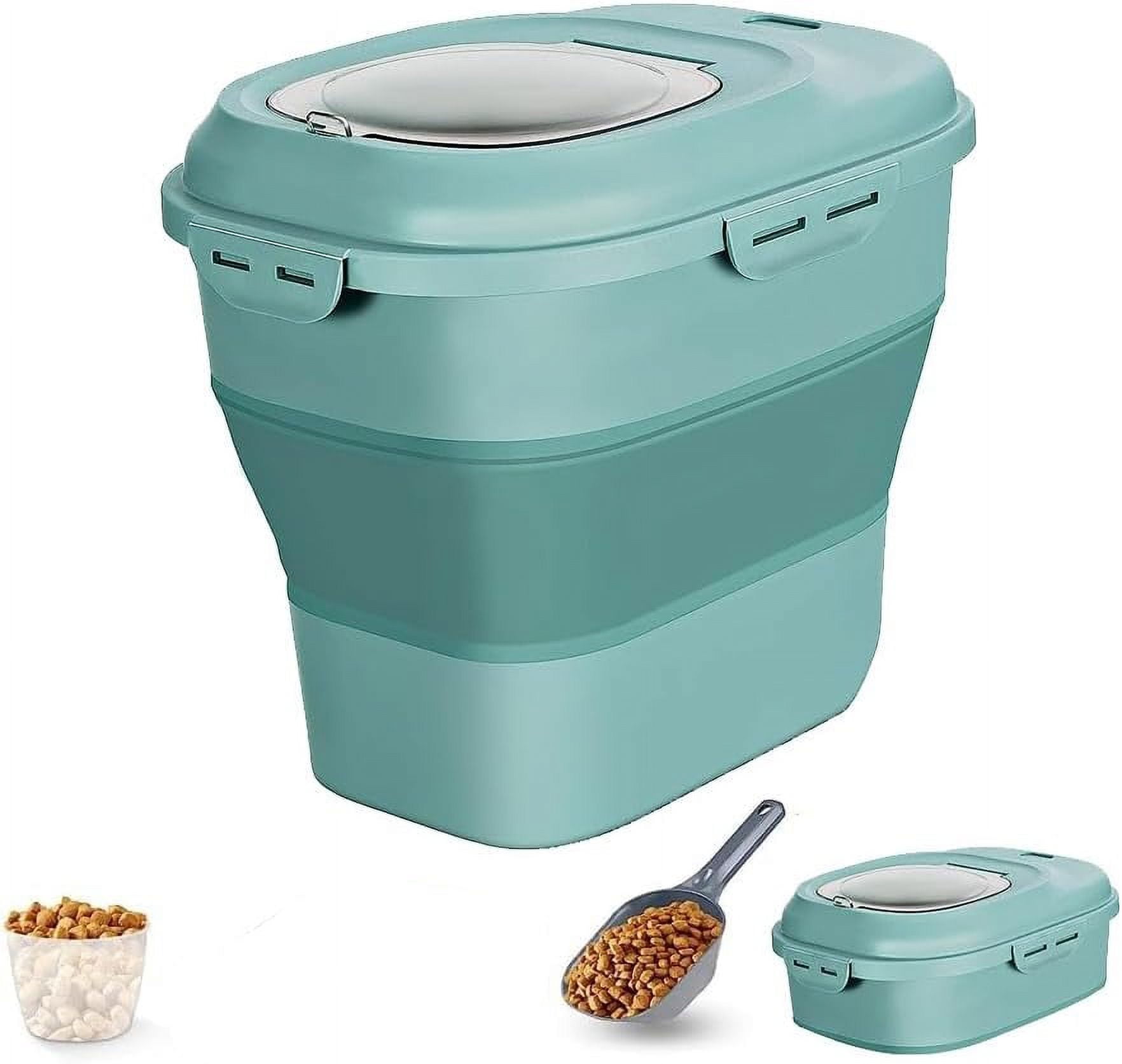 2050 Lbs Dog Food Storage Container Collapsible Dog Food Container with Airtight Lids, Wheels