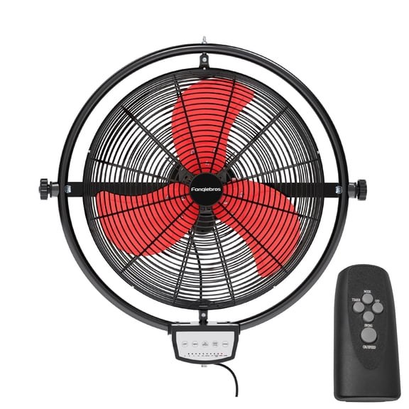 20 IN 5000 CFM Remote Control Wall Mount Fan, 3 Speed Industrial Wall Fan with Timer, Oscillation & Tilting, Air Circulator for Garage, Commercial, Greenhouse, Warehouse & Gazebo Use, UL Listed