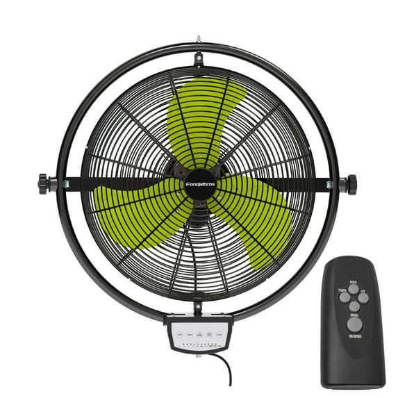 20 IN 5000 CFM Remote Control Wall Mount Fan, 3 Speed Industrial Wall Fan with Timer, Oscillation & Tilting, Air Circulator for Garage, Commercial, Greenhouse, Warehouse & Gazebo Use, UL Listed
