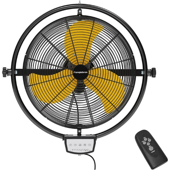 20 IN 5000 CFM Remote Control Wall Mount Fan, 3 Speed Industrial Wall Fan with Timer, Oscillation & Tilting, Air Circulator for Garage, Commercial, Greenhouse, Warehouse & Gazebo Use, UL Listed