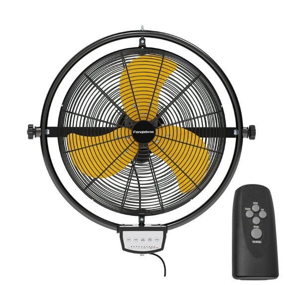 20 IN 5000 CFM Remote Control Wall Mount Fan, 3 Speed Industrial Wall Fan with Timer, Oscillation & Tilting, Air Circulator for Garage, Commercial, Greenhouse, Warehouse & Gazebo Use, UL Listed