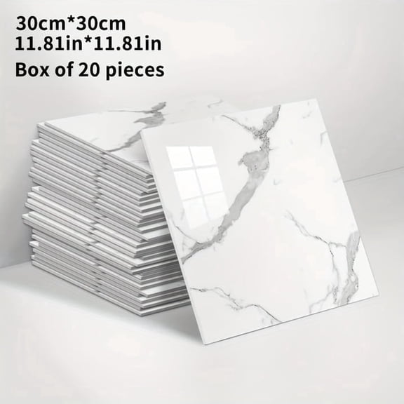 20/50PCS 3D Marble Peel and Stick Wall Panels – Thickened Foam, Waterproof & Easy Clean for Bathroom, Kitchen, Living Room