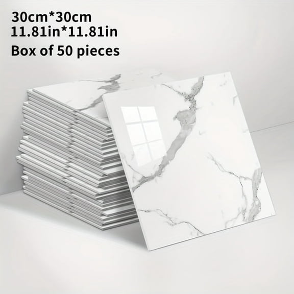 20/50PCS 3D Marble Peel and Stick Wall Panels – Thickened Foam Wallpaper Tiles, Waterproof & Easy to Clean for Bathroom, Kitchen, Living Room, Bedroom Renovation