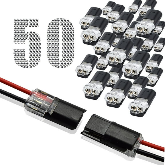 20/50PCS Double-wire Plug-in Connector with Locking Buckle, Quick Connect Plug for LED Light Strip,No Wire-Stripping Needed