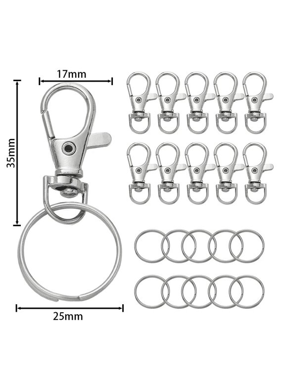 20/50Pcs Swivel Snap Hooks with Key Ring Metal Swivel Lobster Claw Clasps for DIY Keychain Bag Hang Jewelry Making Accessories