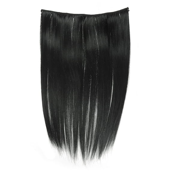 20" 51cm Black Invisible Hair Extensions Long Straight Synthetic Hair Adjustable Headband Hairpieces No Clip for Women