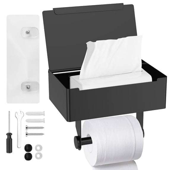 20.5cm Stainless Steel Toilet Paper Holder 3 in 1 Multifunctional Toilet Roll Holder Enduring issue and Wipe Stand for Bathroom