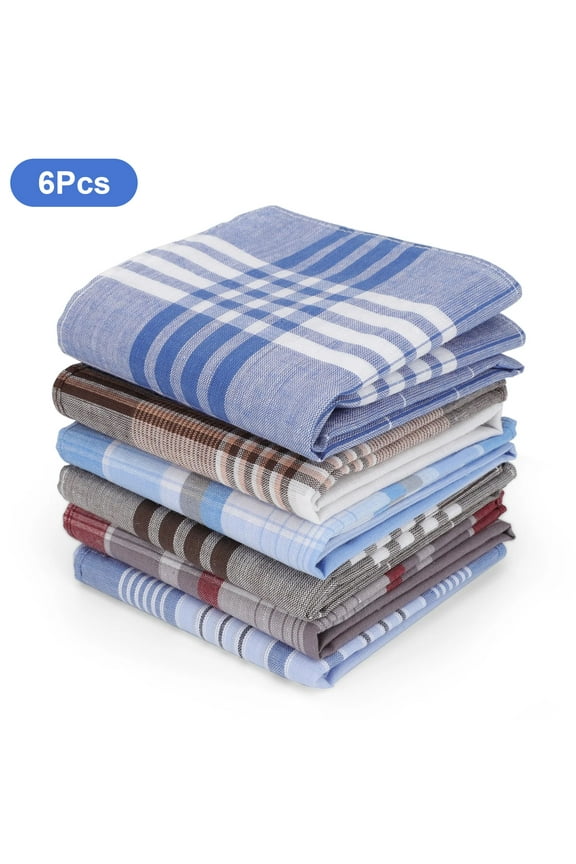 20/6pcs Men's Handkerchiefs, EEEkit Soft Cotton Hankies, Classic Pocket Square with Striped Border, 15.8''x15.8''