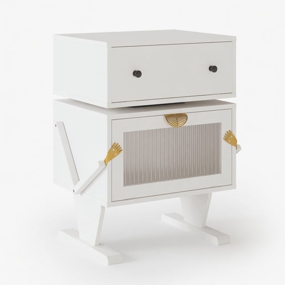 20.7" Wide White Robot LED Nightstand - Engineered Wood