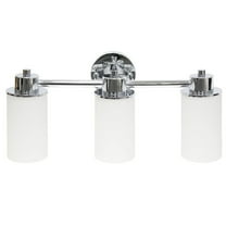 20.75" 3 Light Metal And Milk White Cylinder Shape Glass Shades With Circled Backplate Decorative Wall Mounted Vanity