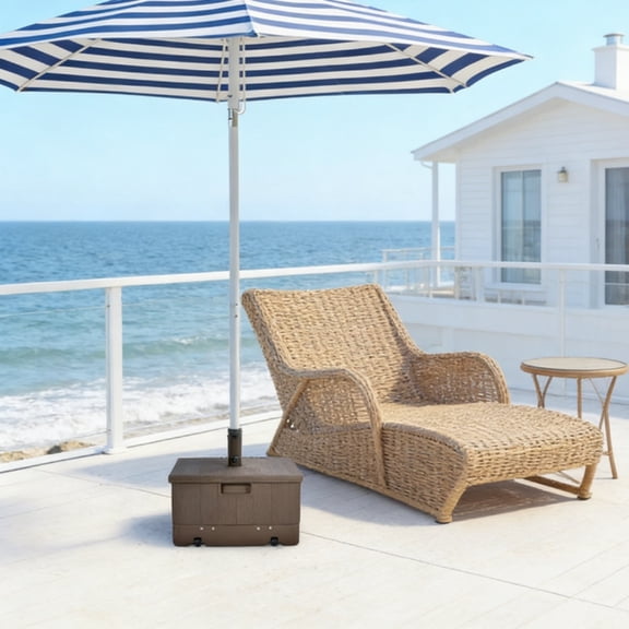 20.75 3 in 1 Outdoor Umbrella Base with Wheels & Handles Sand Weight Up to 175 lbs Brown Fits 1.5 1.9 Poles
