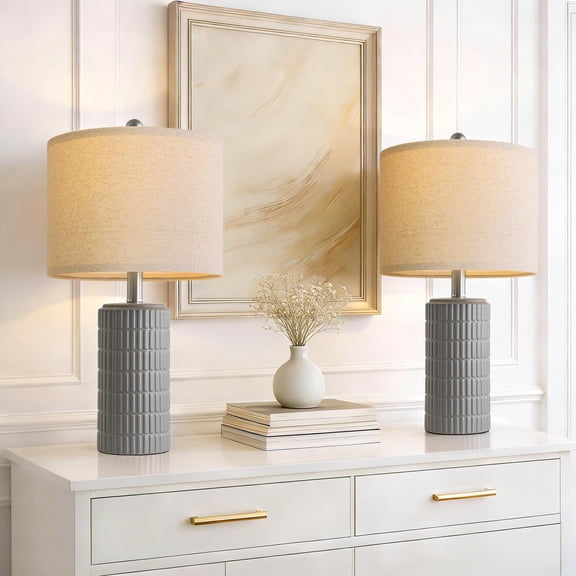 20.75'' Small - Dark Grey Ceramic Table Lamp Set Of 2