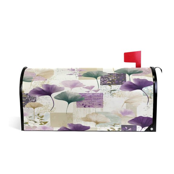 20.7x18.03" Magnetic PVC Mailbox Cover Letter Box Cover Mailbox Wraps Post for Holiday Garden Yard Decor Ginkgo Leaves and Petals