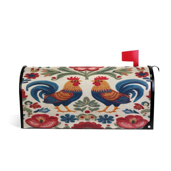 20.7x18.03" Magnetic PVC Mailbox Cover Letter Box Cover Mailbox Wraps Post for Holiday Garden Yard Decor Male and Female Chickens