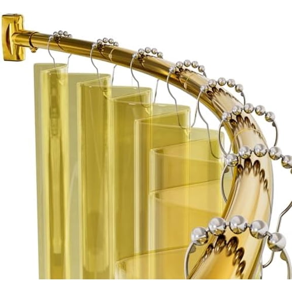 20-84 Inches Arched Curved Shower Curtain Rod, Heavy Duty Shower Rod Rust Proof Bathroom Curtain Rod, Adjustable Telescoping Design Easy Segmented Installation, Need to Drill, Gold