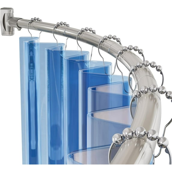 20-84 Inches Arched Curved Shower Curtain Rod, Heavy Duty Shower Rod Rust Proof Bathroom Curtain Rod, Adjustable Telescoping Design Easy Segmented Installation, Need to Drill, Nickel