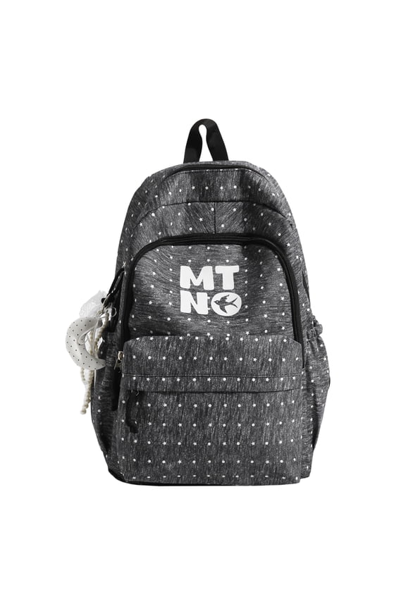 20.87" Dot Pattern Rucksack Nylon Water-Repellent Large Capacity Multi-Compartment for Daily Commute (Black)