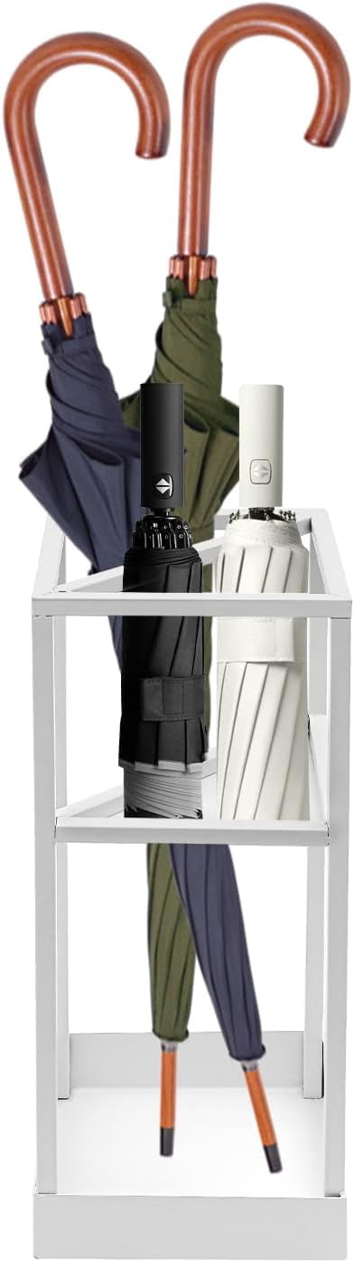 20.87 Inch Tall Umbrella Holder 11.02 Lbs Umbrella Stand Metal Freestanding Umbrella Holder Entryway Umbrella Stand Indoor with Anti-Slip Foot Pads for Lobby Front Hall (White)